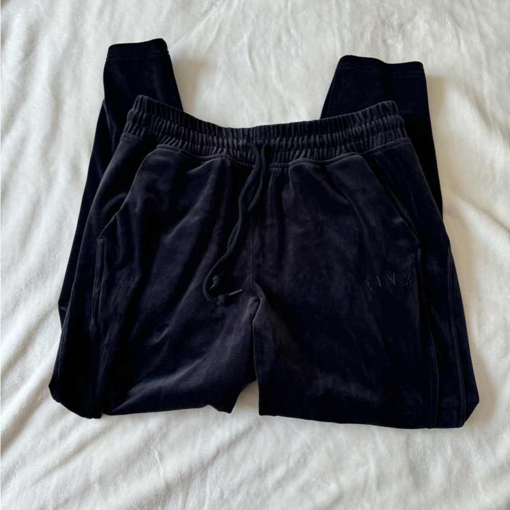 Victoria Secret PINK Black Velvet Sweatpants